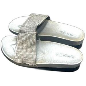 Rhinestone silver sandals size 8